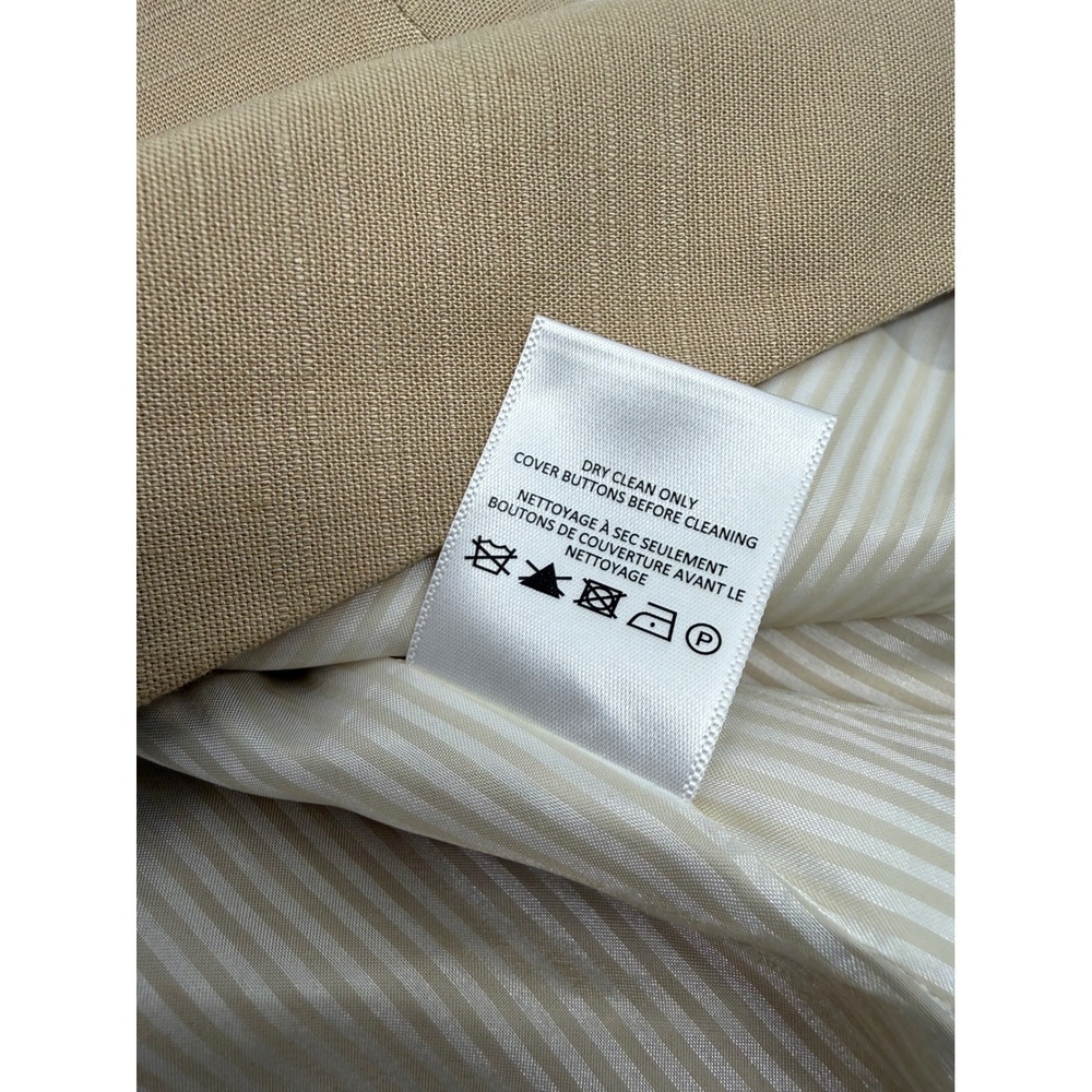 Veronica Beard Life Linen Blend Vest Tan Luxury Button Front Cinch Back Size 0 - Picture 6 of 6